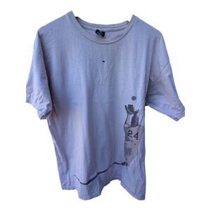 Upper Playground Gray T-Shirts Light Blue Graphic Short Sleeve T-Shirt Large